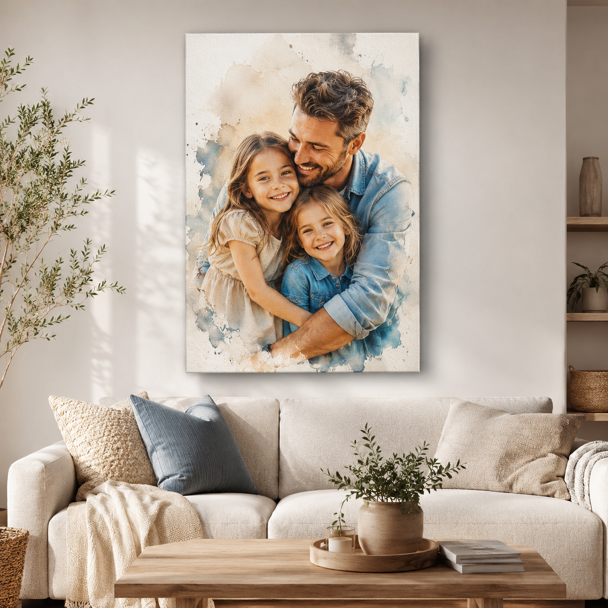 Custom Photo Girl Dad Canvas Wall Art - Custom Gift For Dad TOM99