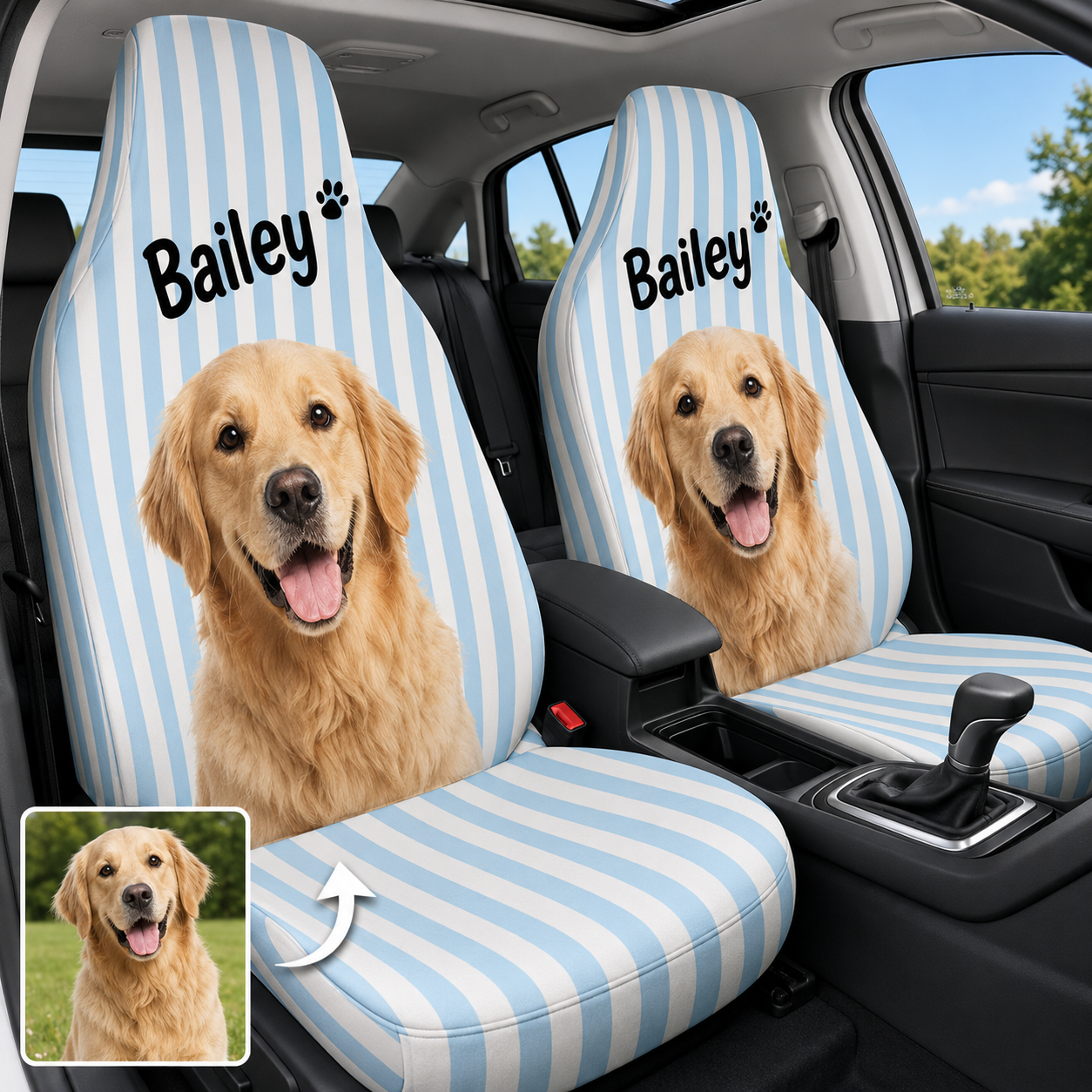 Custom Photo Pet Seat Cover, Personalized Dog Picture Car Seat Protector, Pet Parent Gift THUC99