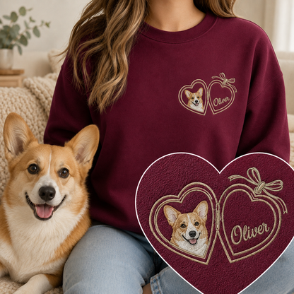 Personalized Dog Face Crewneck, Custom Pet Photo Embroidered Sweatshirt THUC99