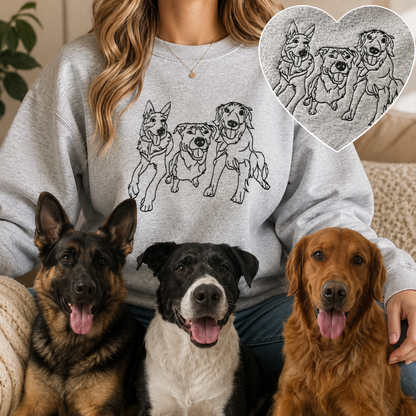Custom Photo Dog Sweatshirt, Embroidered Pet Portrait Crewneck THUC99