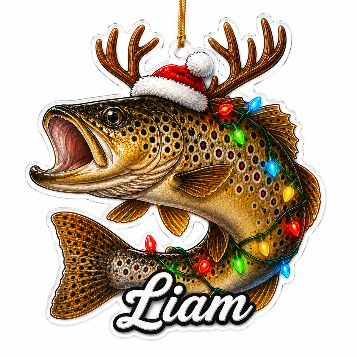 Fishing Christmas Lights Brown Trout Acrylic