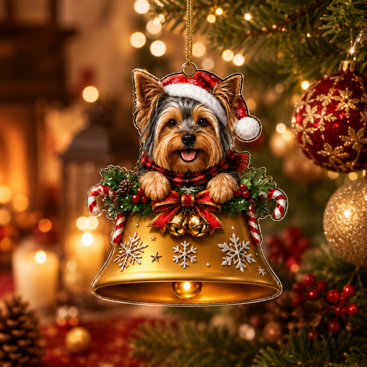 Dog Christmas Bell Yorkshire Terrier