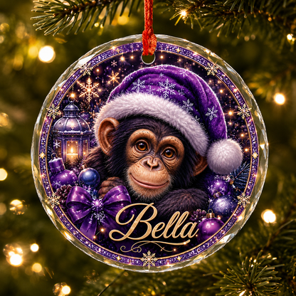 Purple Animal At Christmas Chimpanzee