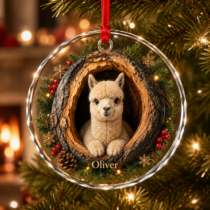 Animal Glass Ornament Tree Hollow Alpaca