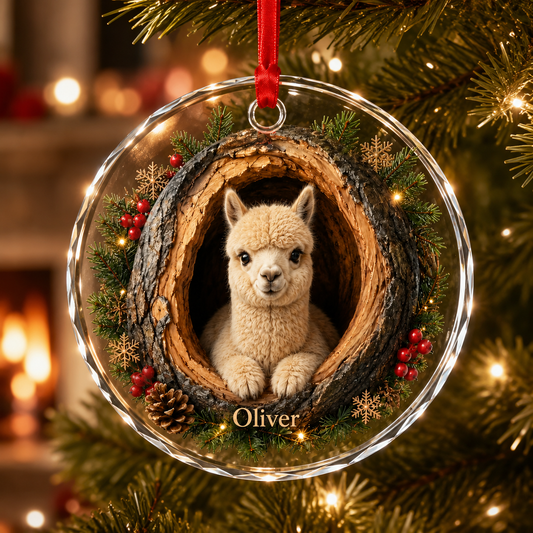 Animal Glass Ornament Tree Hollow Alpaca