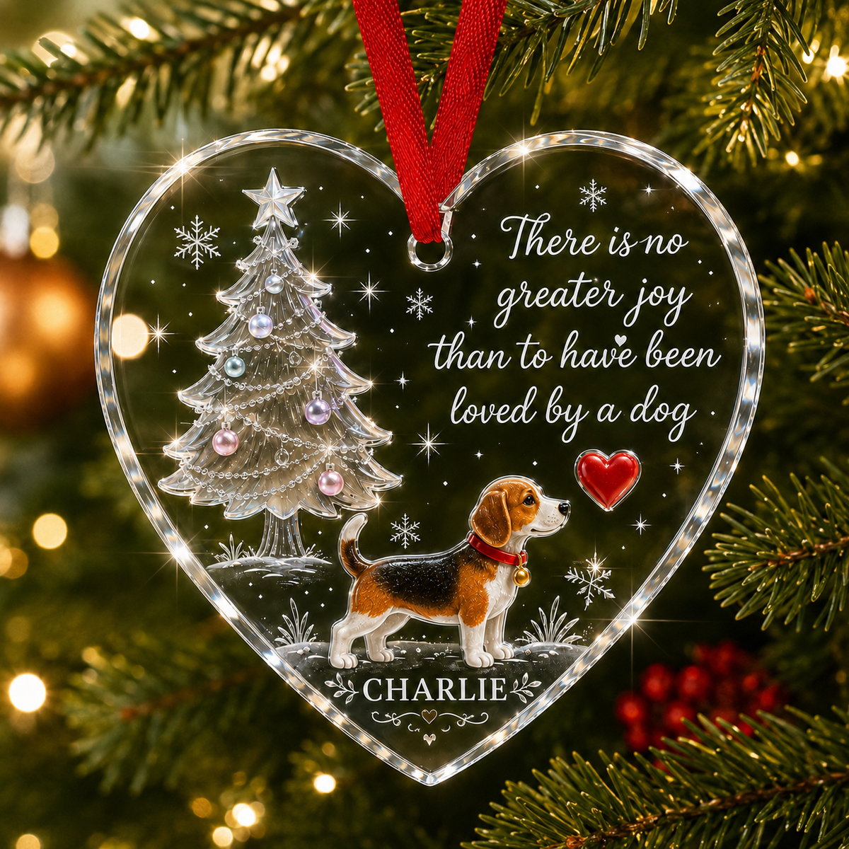 Christmas Glass Dog Beagle