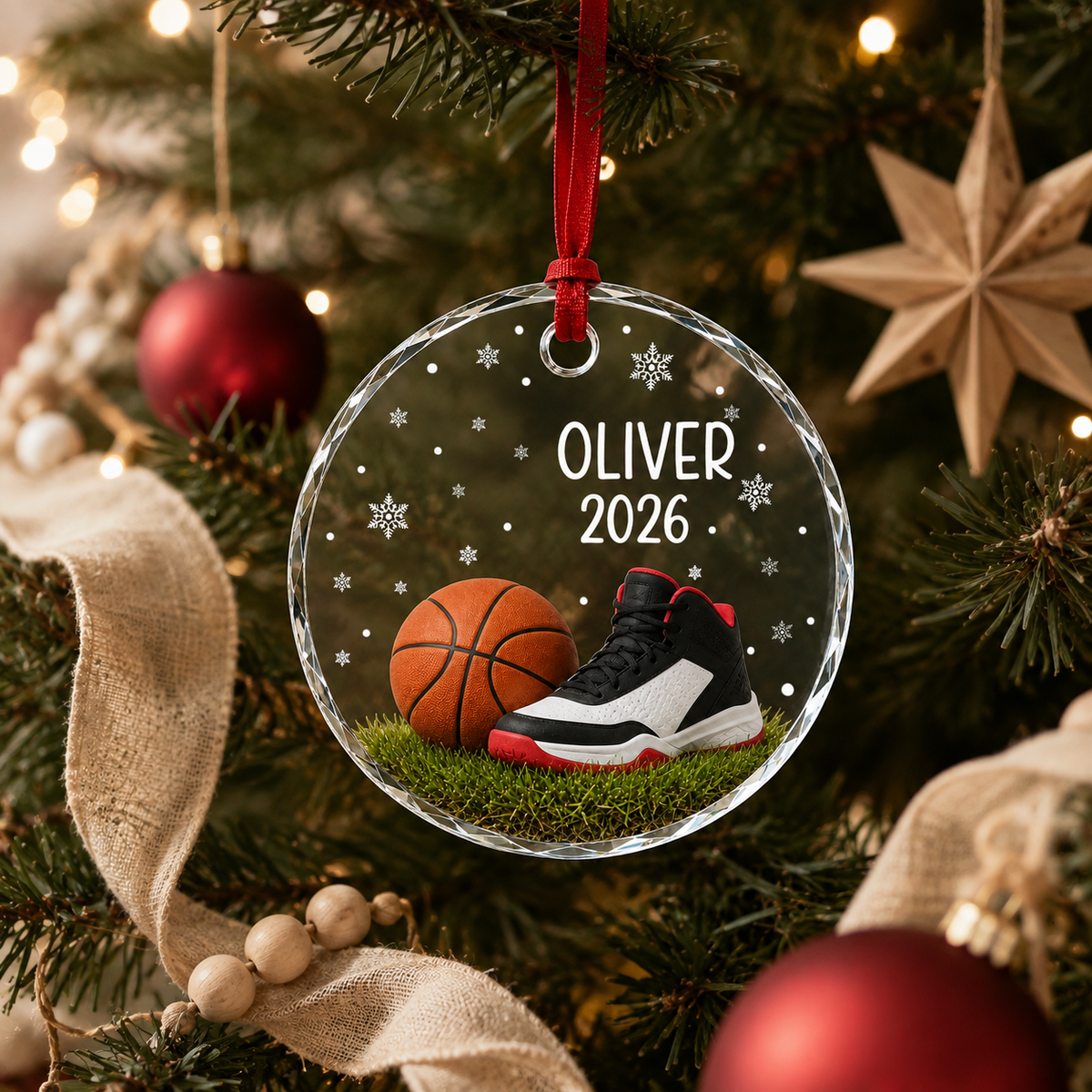Sport Glass Ornament Basketball Court