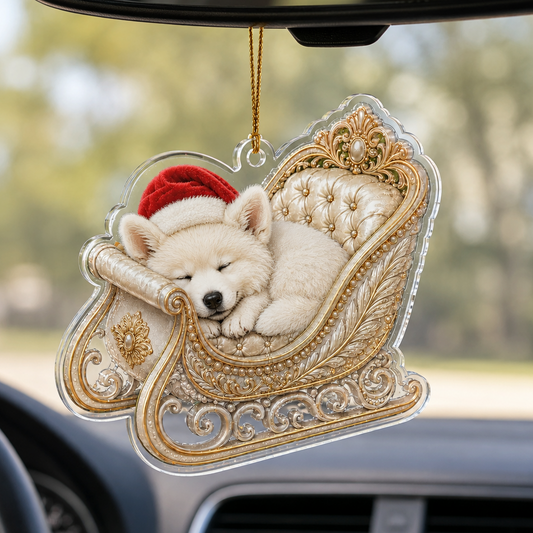 Dog Christmas Sleigh Samoyed