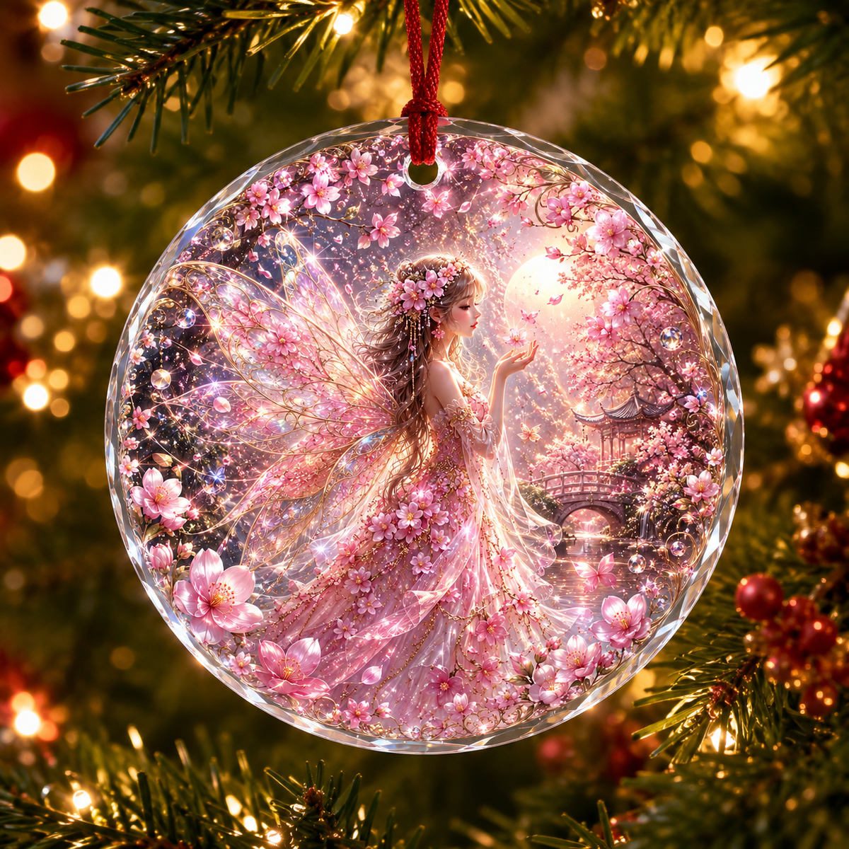 Fairy Glass Ornament Cherry Blossom Fairy