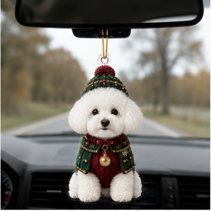 Dog Chrismast With Noel Sweater Bichon Frise
