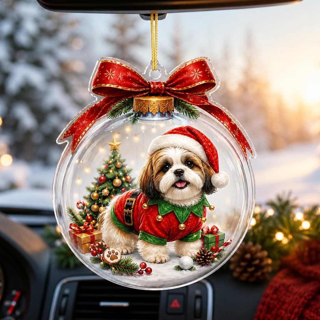 Dog Santa Bauble Ball Shih Tzu