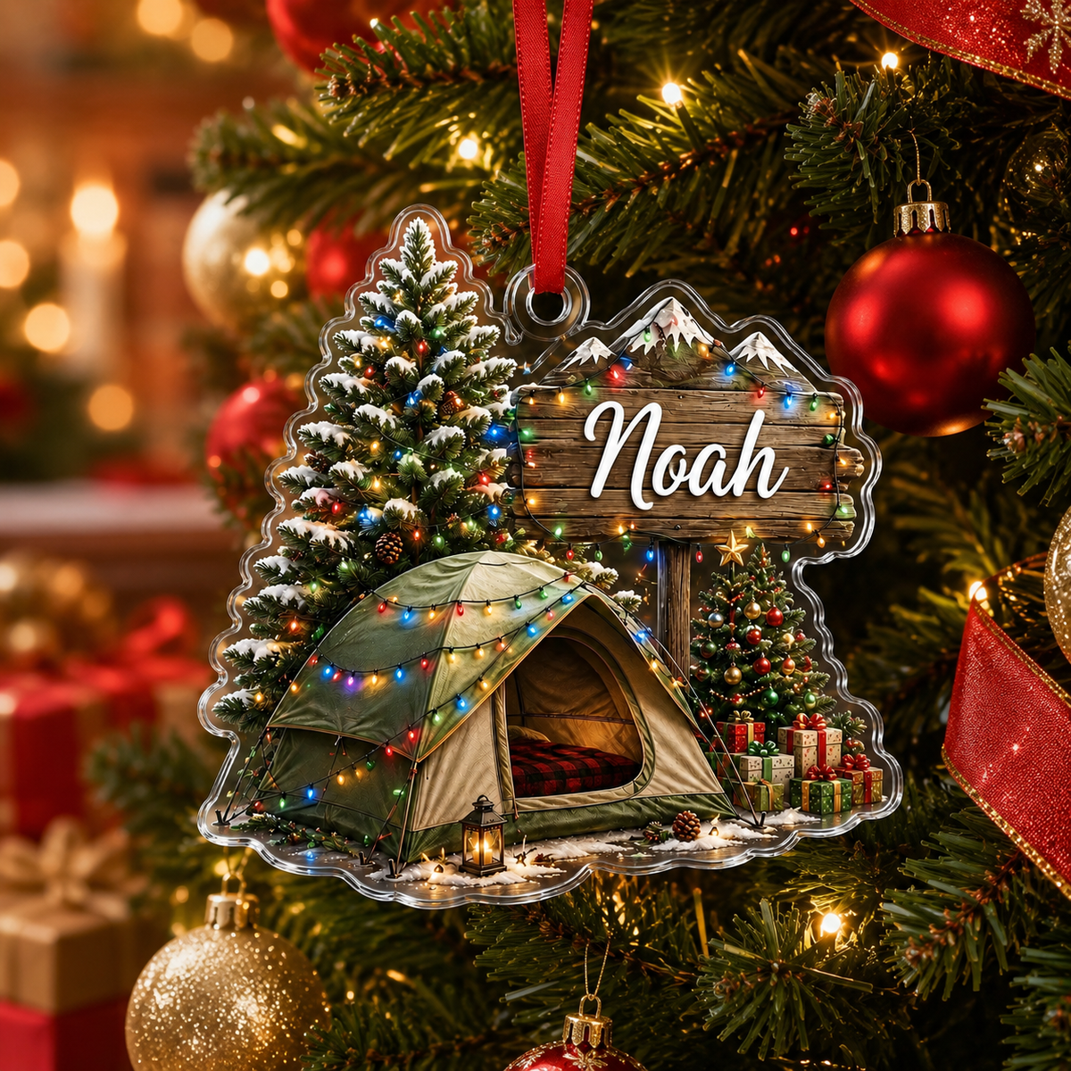 Camping Personalize Acrylic Christmas Camping