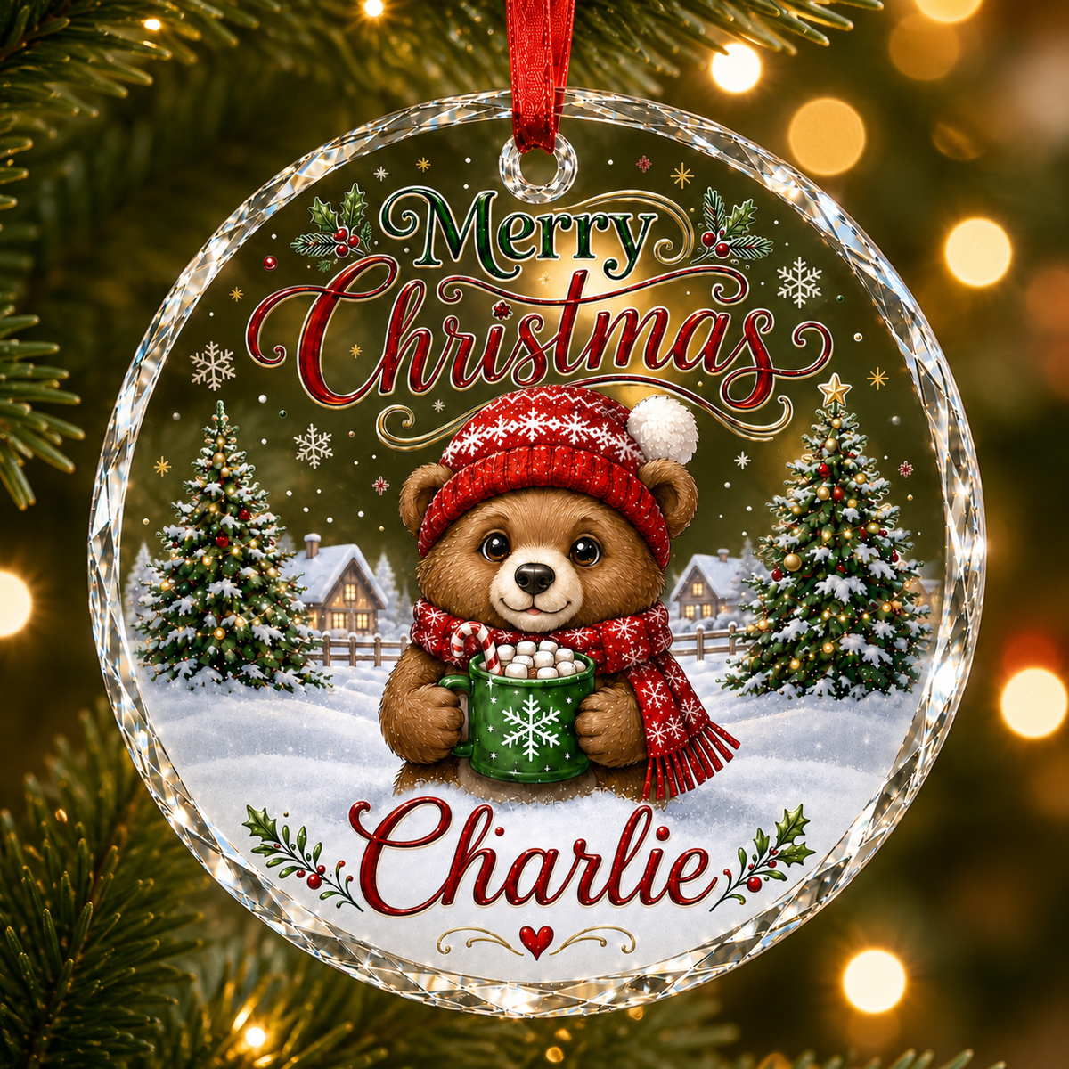 Christmas Glass Animal Bear