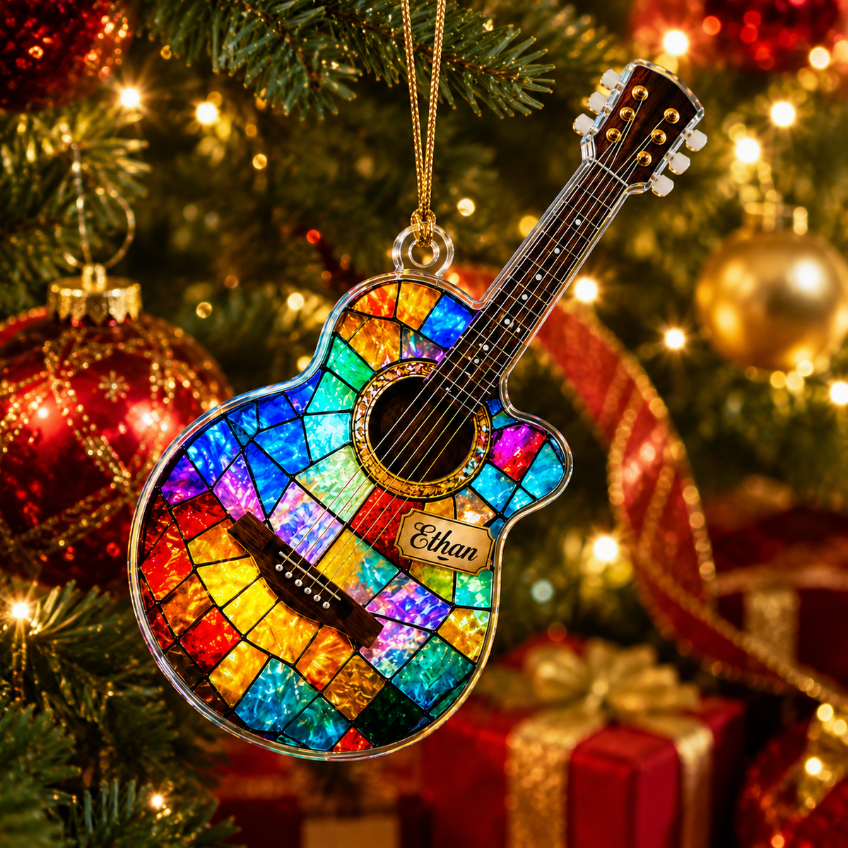 Guitar Custom Name Acrylic - Stained Glass Acoustic Guitar