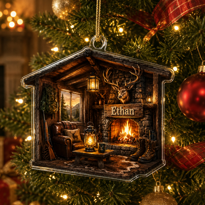 Personalized Hunting Cabin Hearth Acrylic