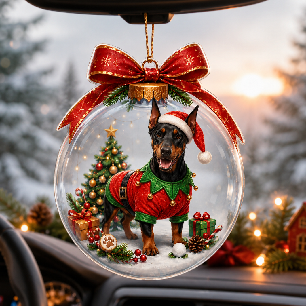 Dog Santa Bauble Ball Doberman Pinscher