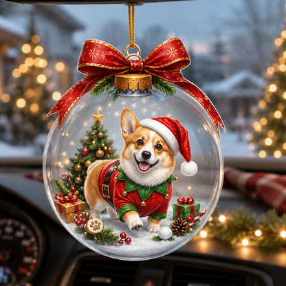 Dog Santa Bauble Ball Pembroke Welsh Corgi