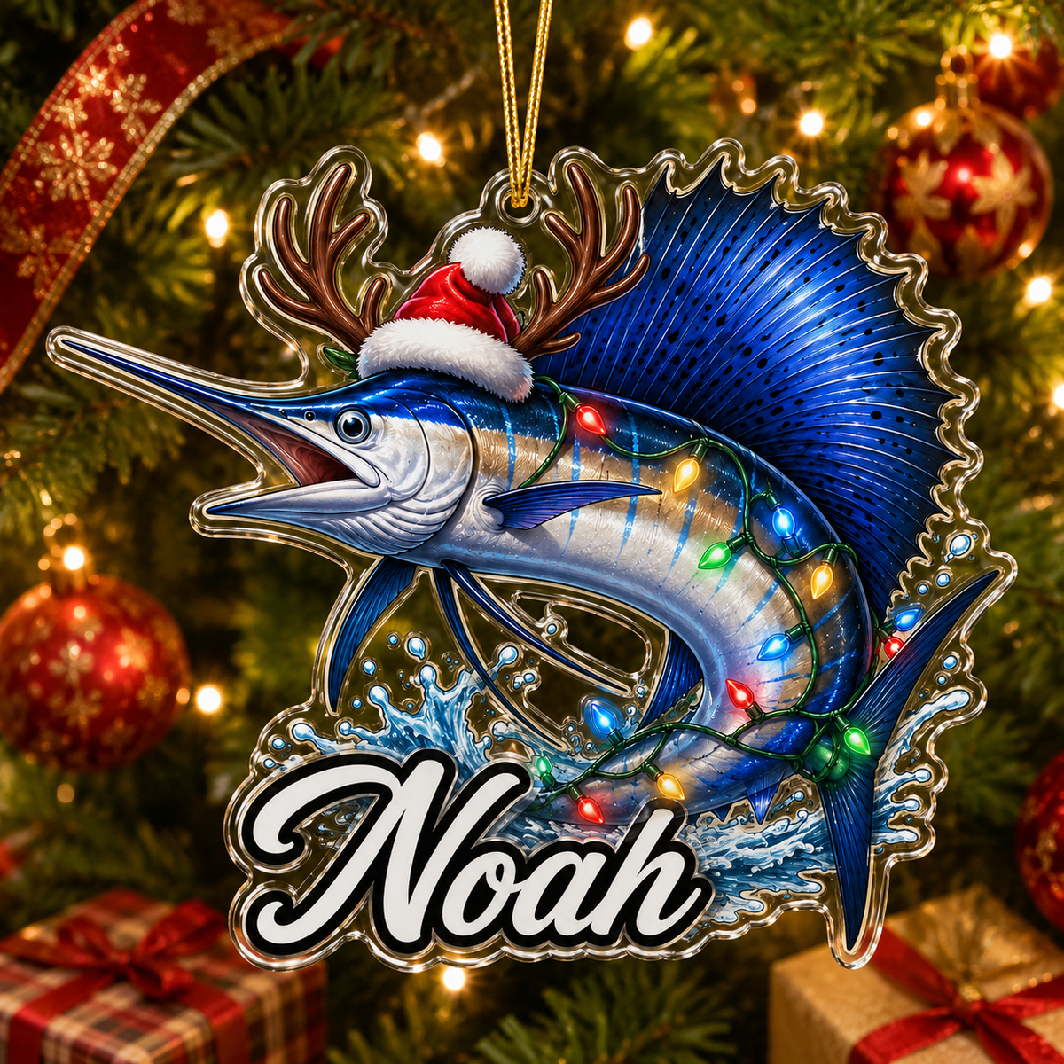 Fishing Christmas Lights Sailfish Acrylic