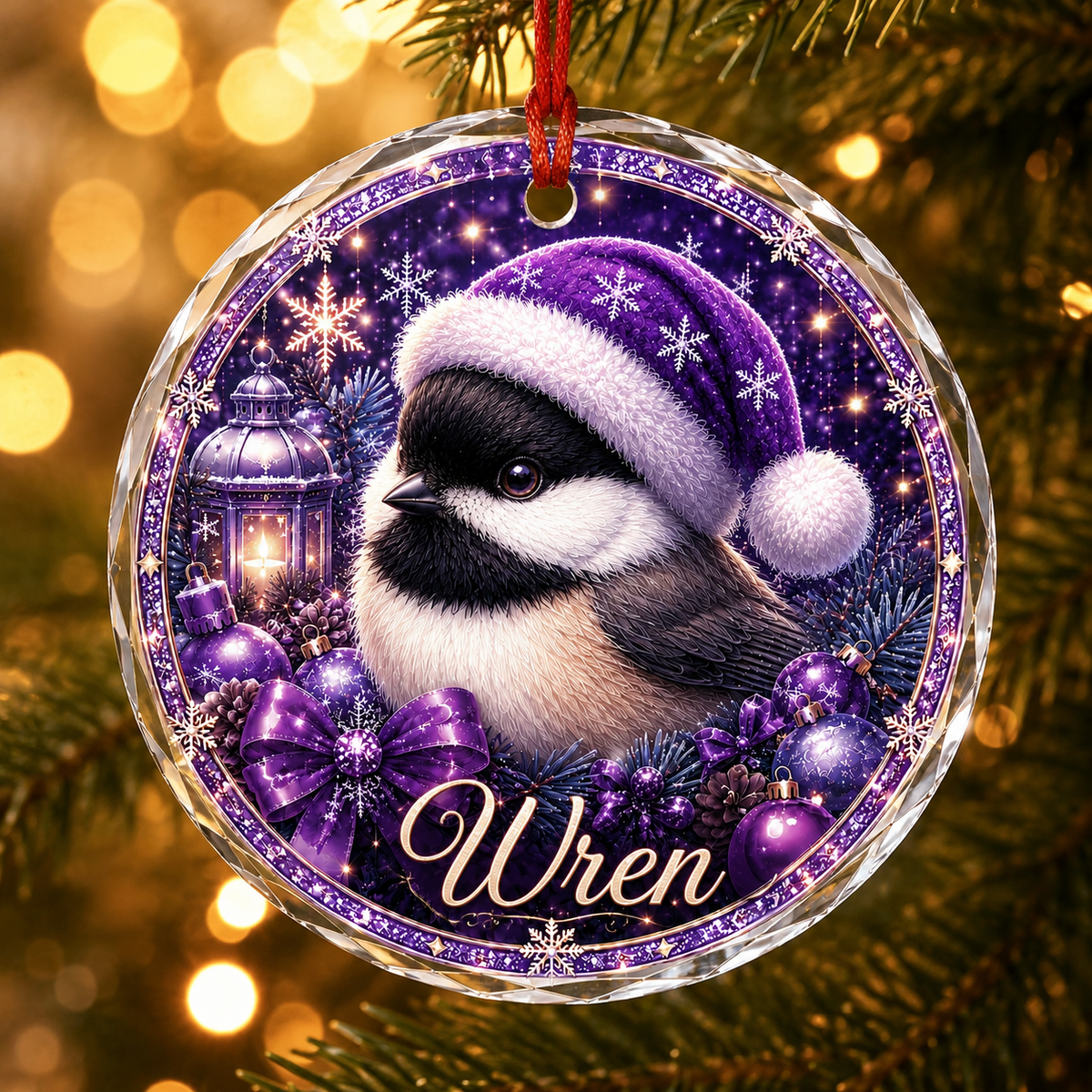Purple Bird At Christmas Chickadee