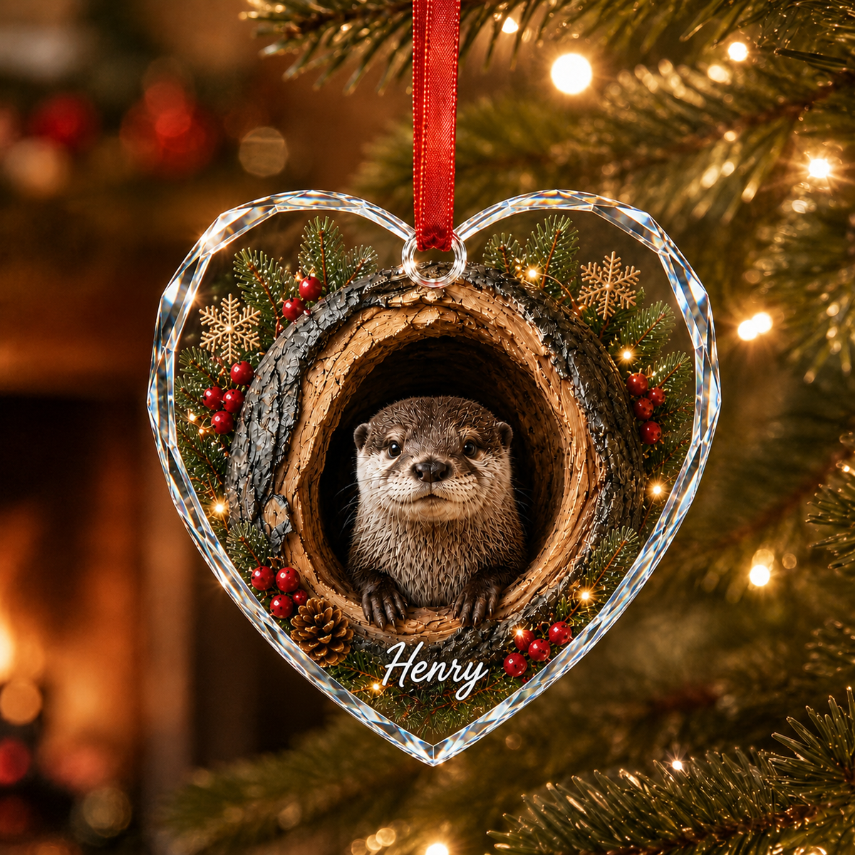 Animal Glass Ornament Tree Hollow Otter