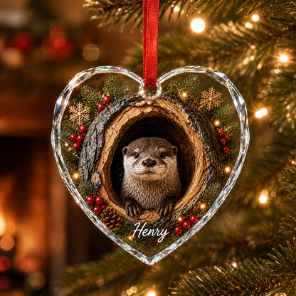 Animal Glass Ornament Tree Hollow Otter