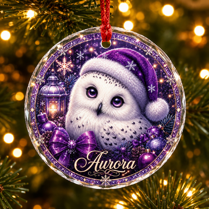 Purple Bird At Christmas Snowy Owl