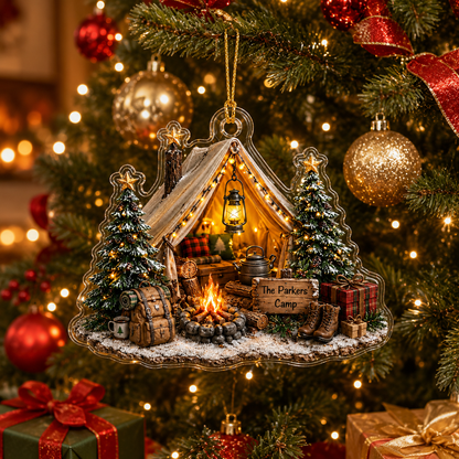 Camping Personalize Acrylic Christmas Campfire