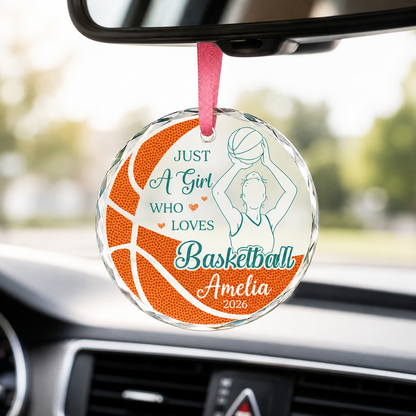 Basketball Glass Ornament - Girl Basketball Player