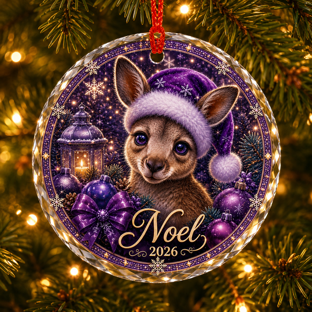 Purple Animal At Christmas Kangaroo