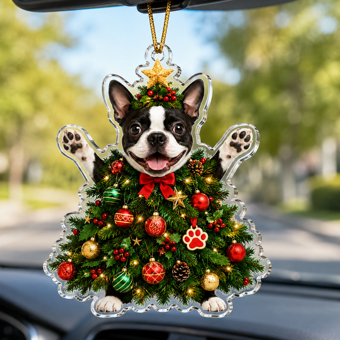 Dog Santa Tree Boston Terrier