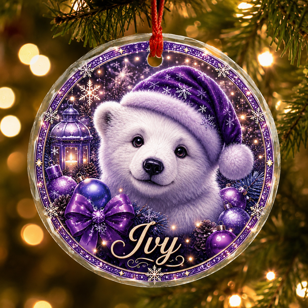 Purple Animal At Christmas Polar Bear