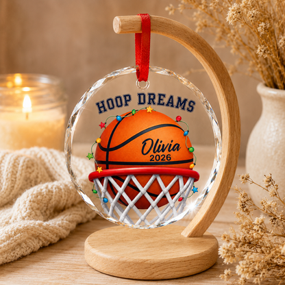 Basketball Glass Ornament - Hoop Dreams
