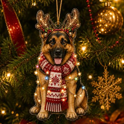 Dog Decor with Antlers & Scarf German Shepherd