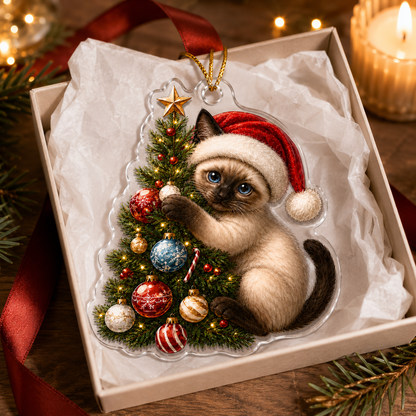 Cat With Christmas Tree Siamese