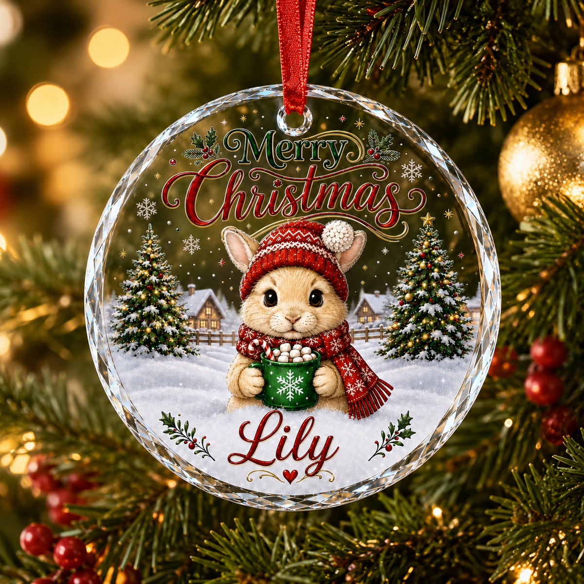 Christmas Glass Animal Rabbit