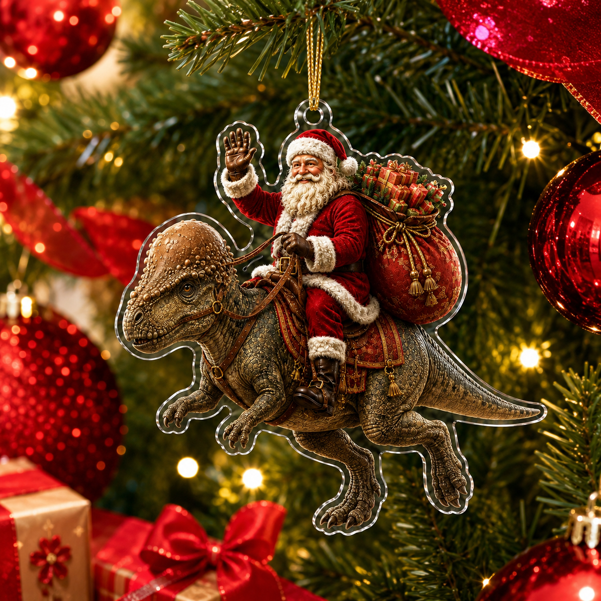 Dinosour With Santa Pachycephalosaurus