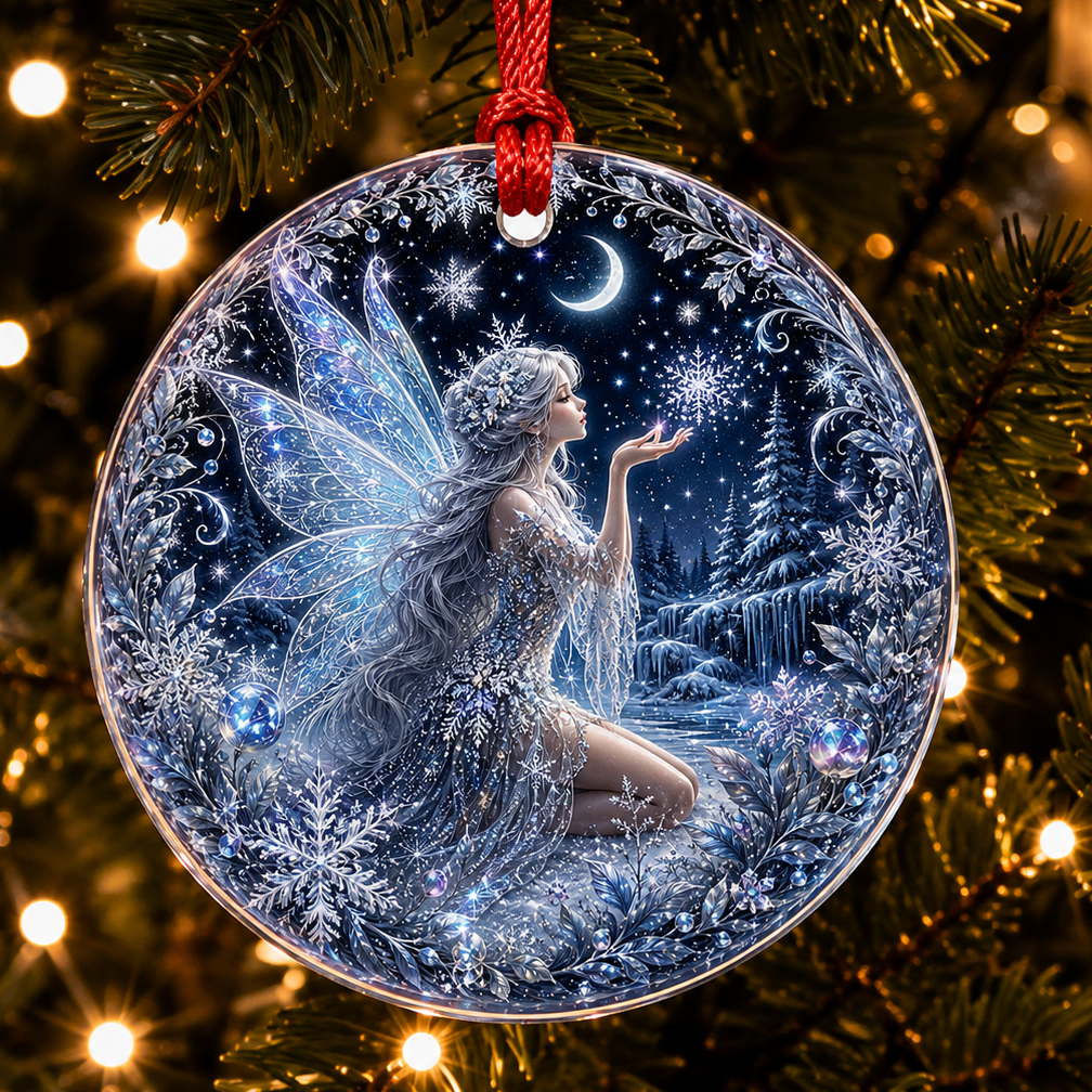 Fairy Glass Ornament Winter Snow Fairy