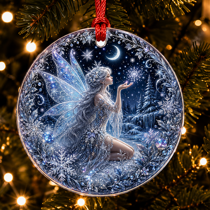 Fairy Glass Ornament Winter Snow Fairy