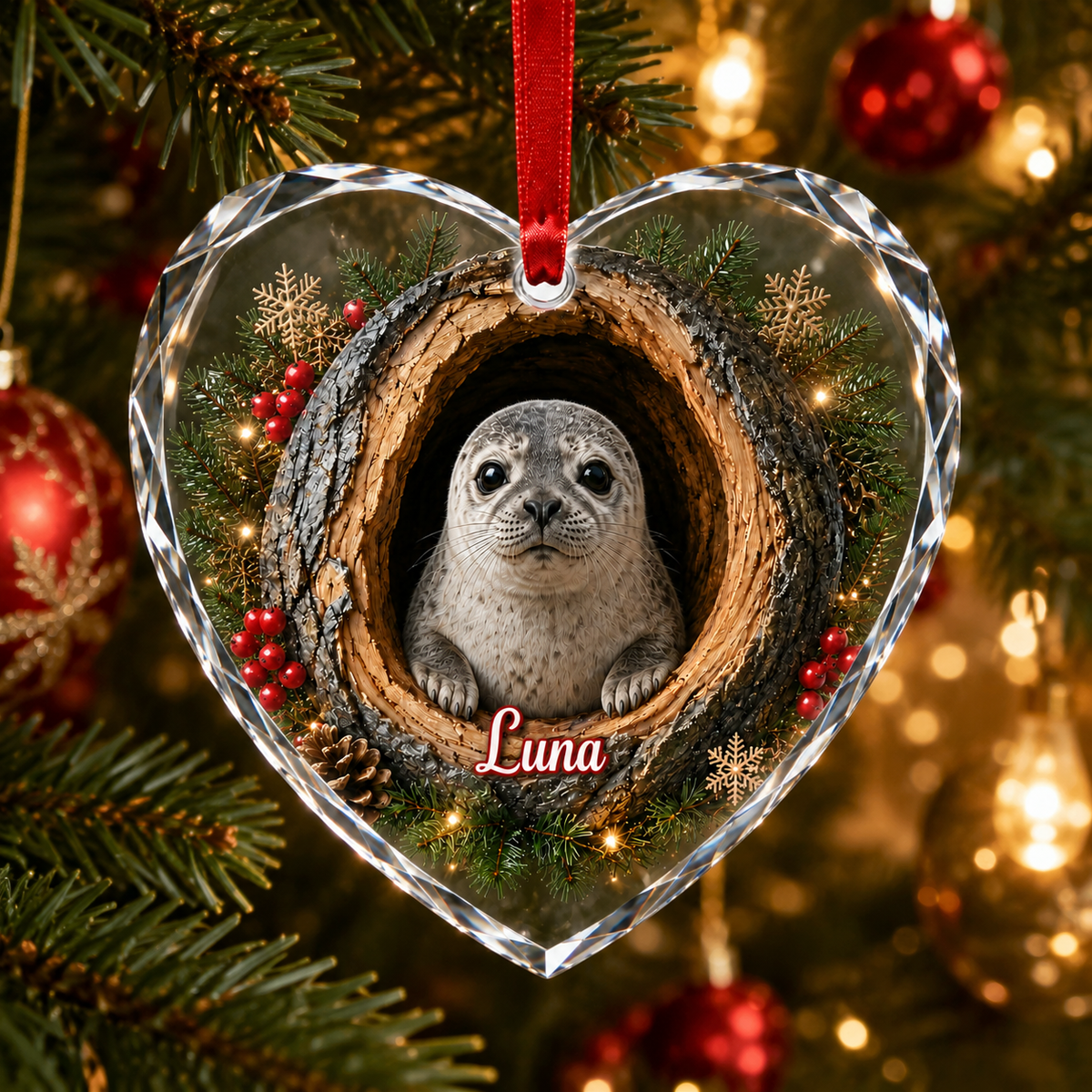 Animal Glass Ornament Tree Hollow Seal