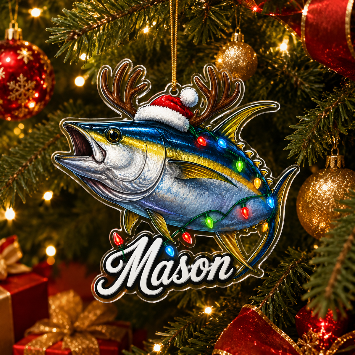 Fishing Christmas Lights Yellowfin Tuna Acrylic