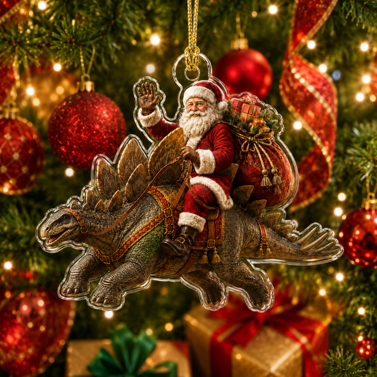 Dinosour With Santa Stegosaurus