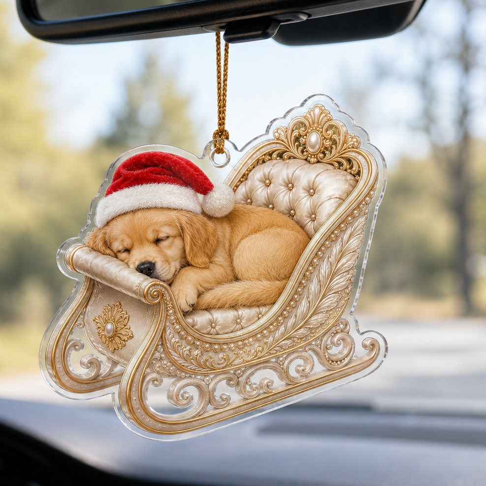 Dog Christmas Sleigh Golden Retriever
