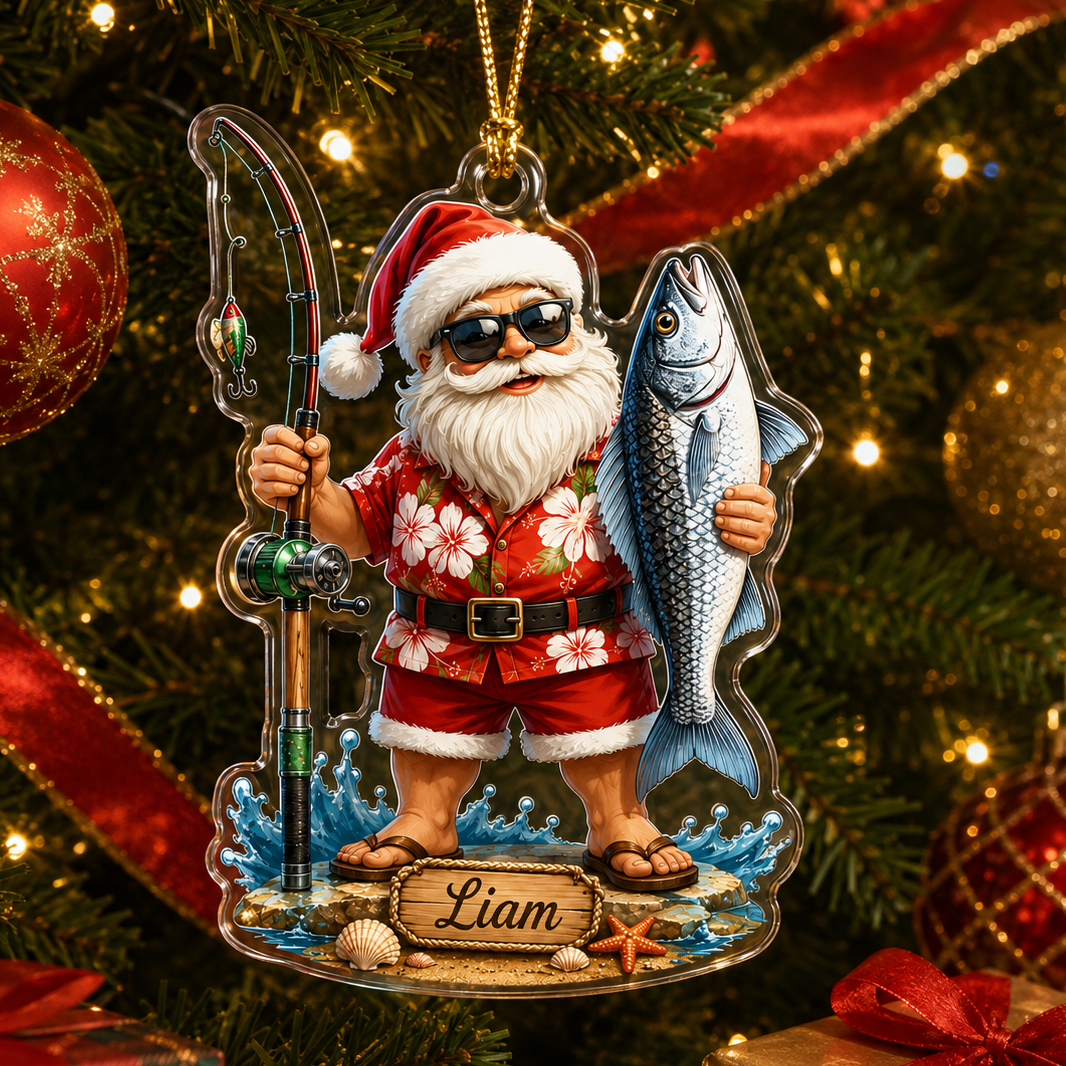 Personalized Fishing Santa Acrylic