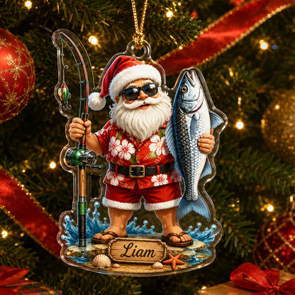 Personalized Fishing Santa Acrylic