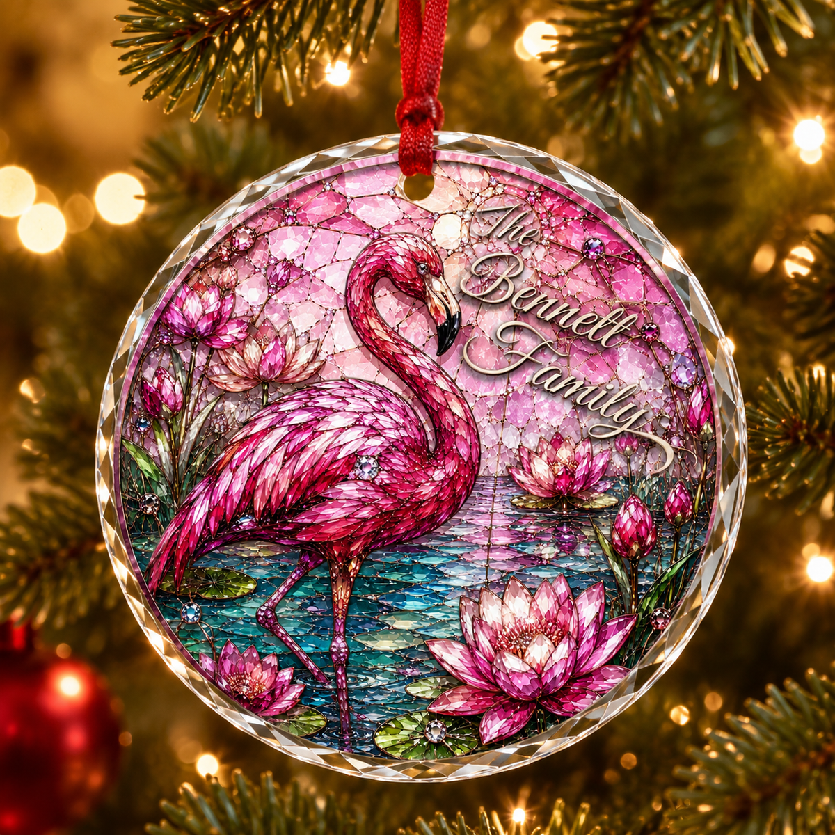 Custom Name Glass Animal Flamingo