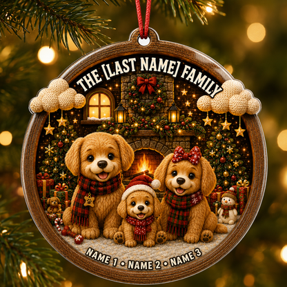 Christmas Family Wood Dog