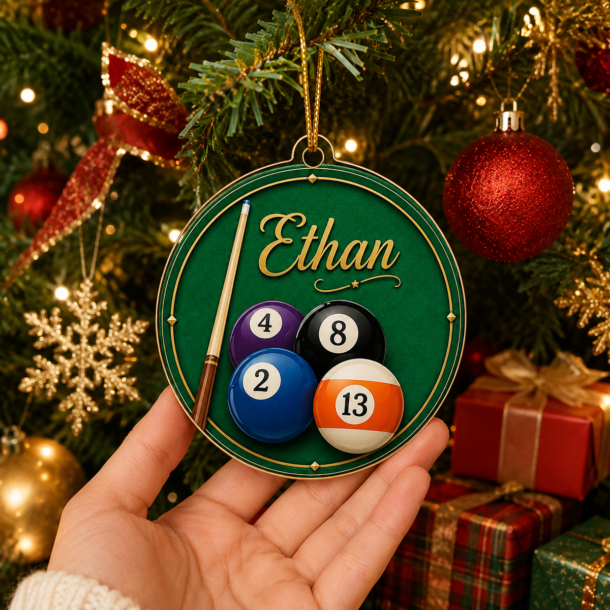 Custom Name Billiards Golden Cue Acrylic