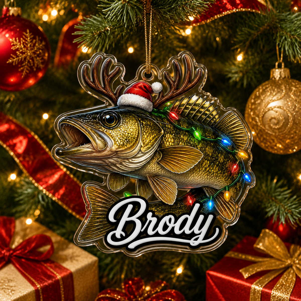 Fishing Christmas Lights Walleye Acrylic