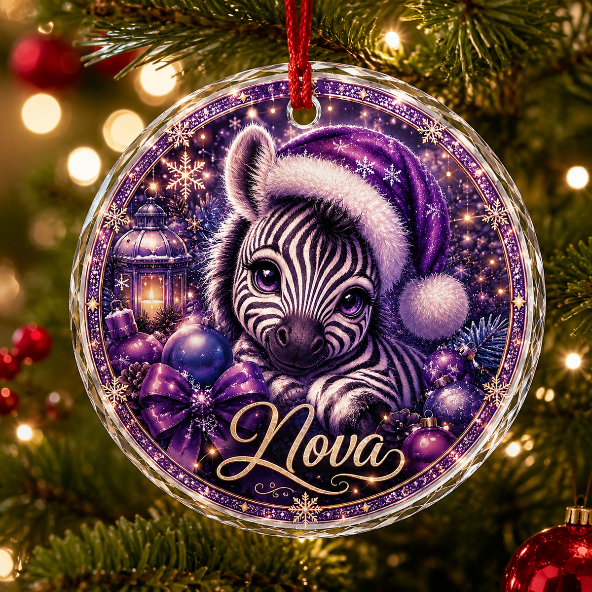 Purple Animal At Christmas Zebra