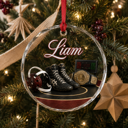 Sports Glass Ornament Wrestling